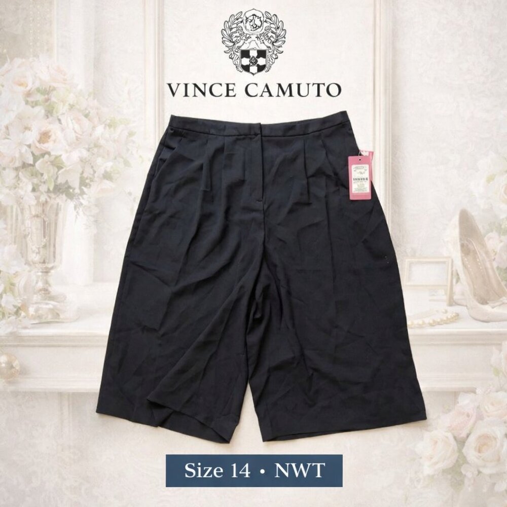 Vince Camuto Black Cropped Wide-Leg Pants